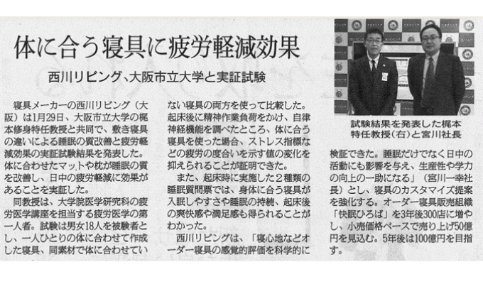 オーダーメイド枕 大阪 睡眠改善研究室【オーダーメイド枕が科学的に実証されました。繊研新聞】