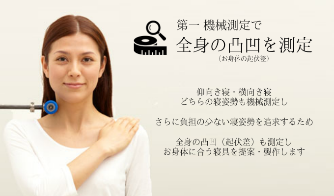 オーダーメイド枕の、第一 機械測定 大阪 睡眠改善研究室